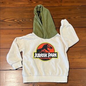 Kids Size 3/4T - H&M - Jurassic Park Hooded Sweatshirt - Cream & Green